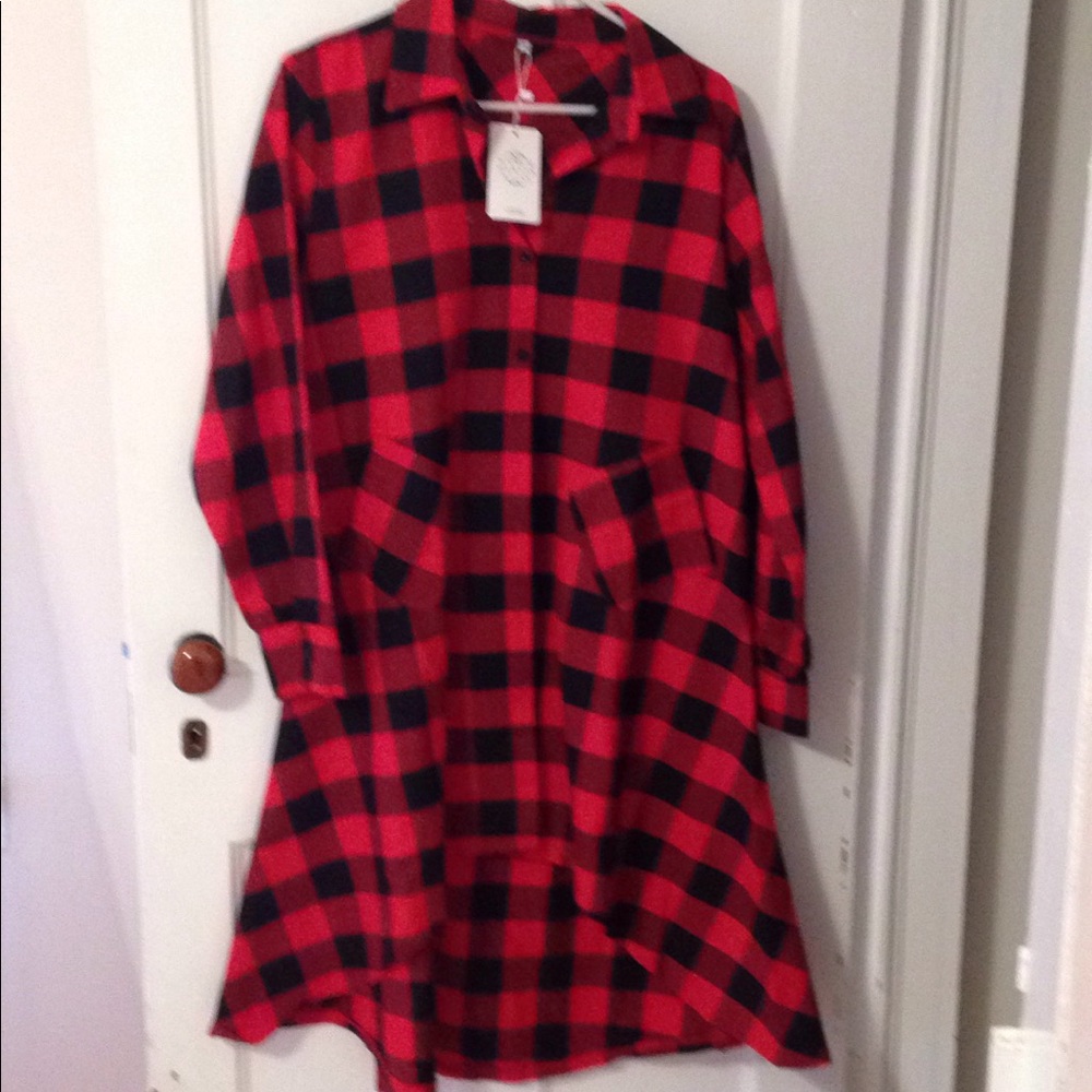 Plaid long top.